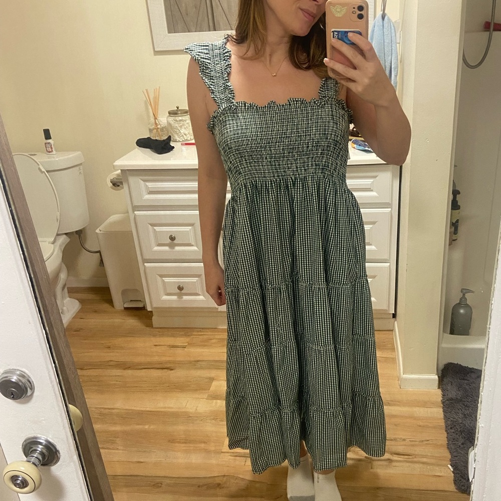 Hill House Blue Checkered Midi Dress - Picture 2 of 6